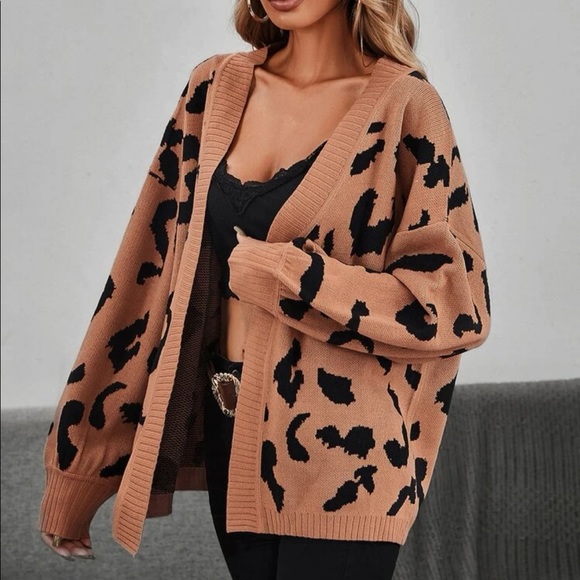 Boho leopard print open front cardigan - Picture 3 of 6